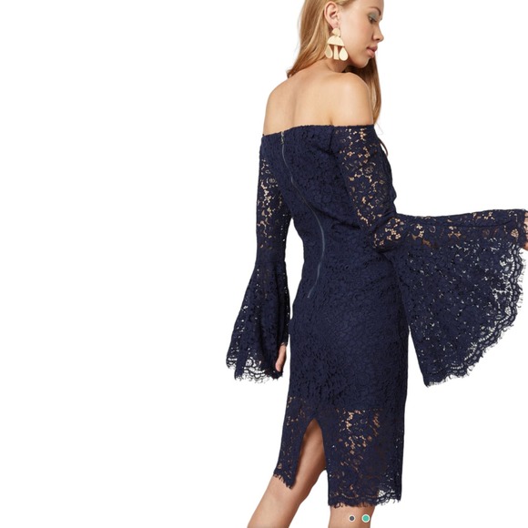 REVOLVE Bardot Solange Lace Dress in French Navy NWOT - Picture 3 of 15